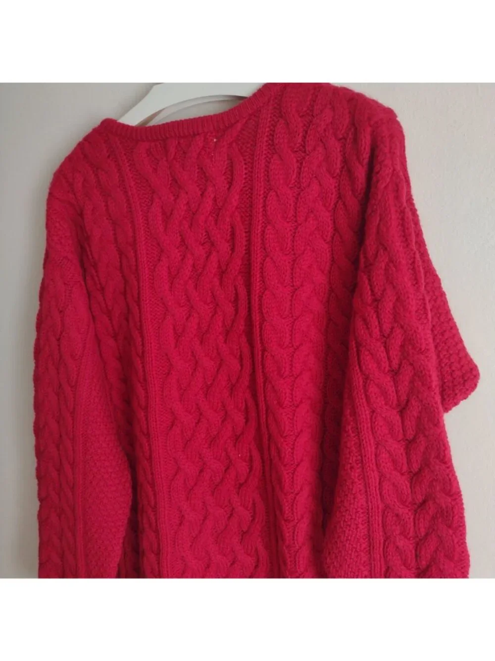 Aran Crafts Red Sweater XL NEW Wool Cashmere Cable Knit Fisherman Pullover NWT